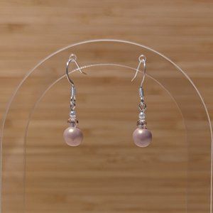 Dainty Faux Pearl Glass Bead Drop Earrings